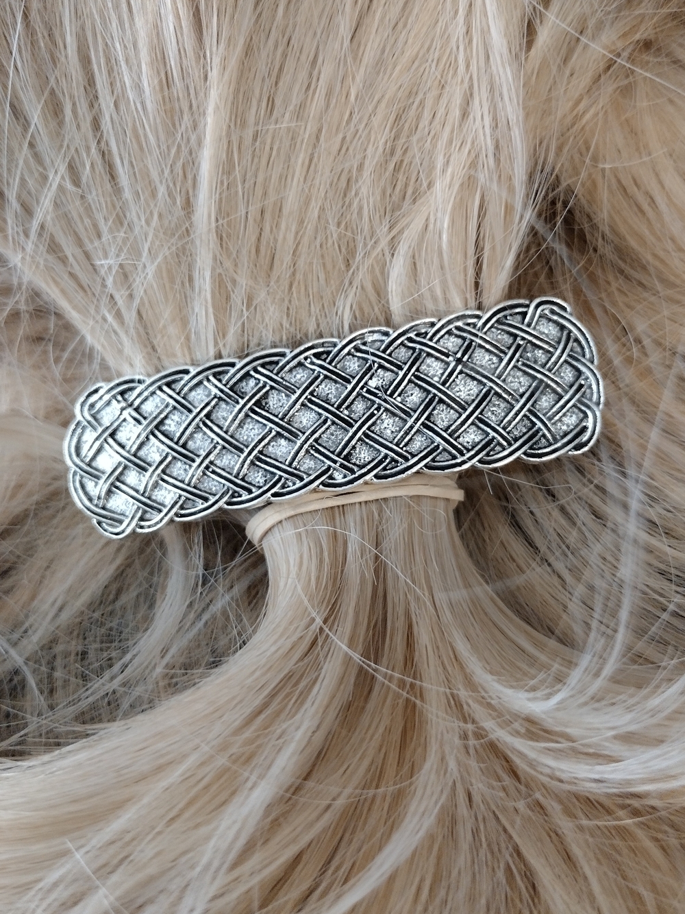 Silver Braided Metal Hair Barrette - Women Accessories